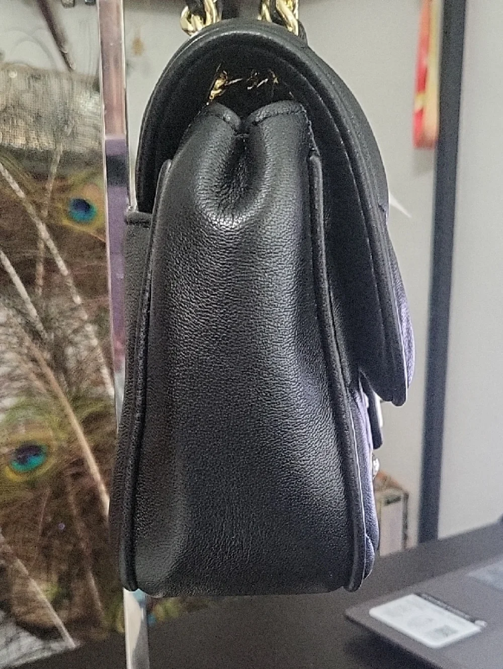 Karl Lagerfeld Black Quilted Shoulder Bag with Gold Chain and Crystal Accents - Picture 5 of 14